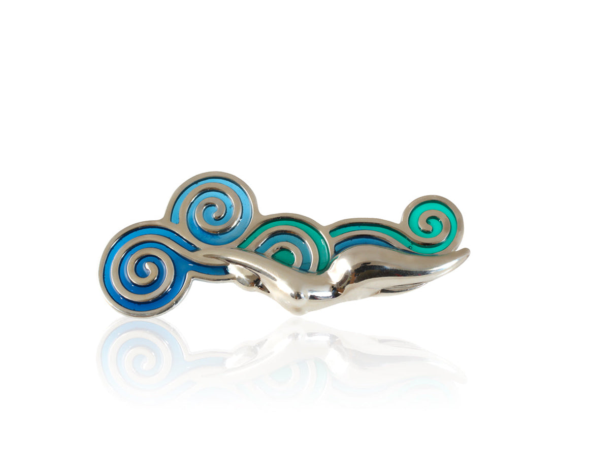 Unique blue sea diver silver brooche, Sterling Silver Jewelry, Delicate gift