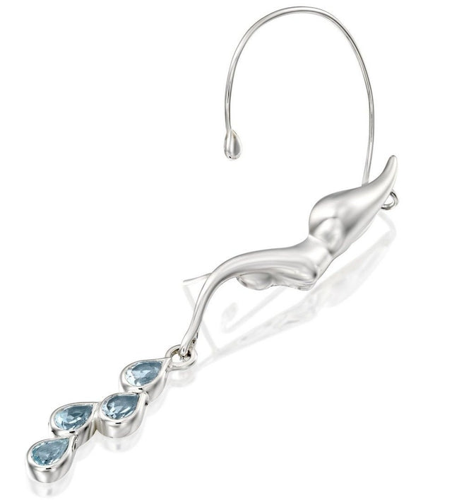 KAMAY jewelry Elegant climbing silver sterling earrings, blue Topaz Gemstone