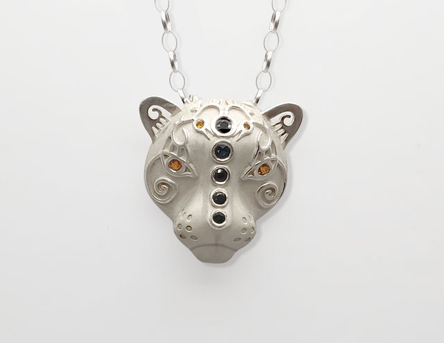 My Jaguar, Dark blue sapphire, Citrine gemstones