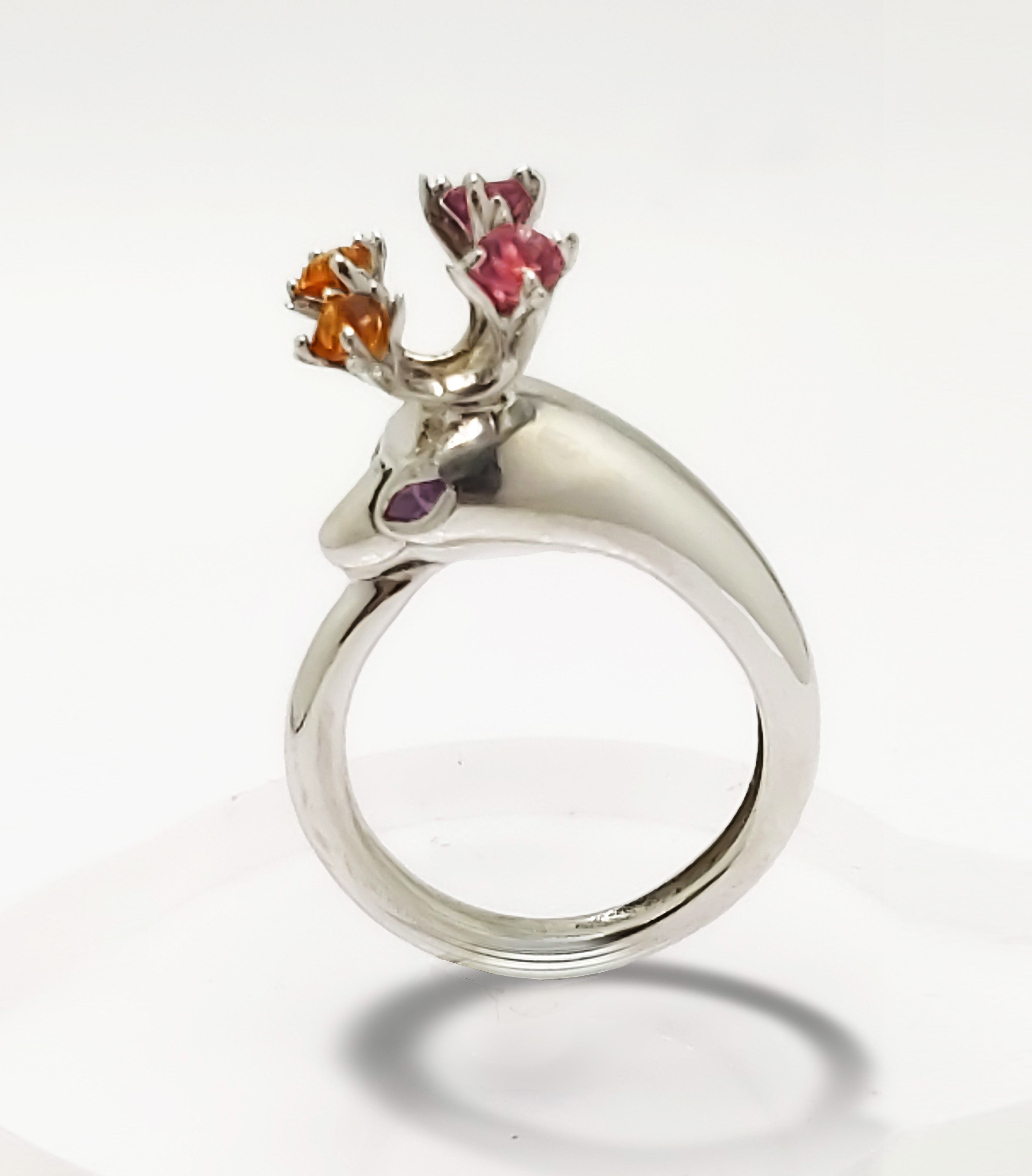 Anillo de compromiso my deer, plata de primera ley Citrino y Amethysta