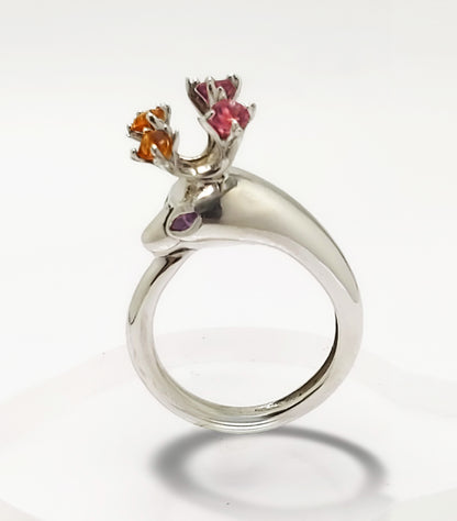 Anillo de compromiso my deer, plata de primera ley Citrino y Amethysta