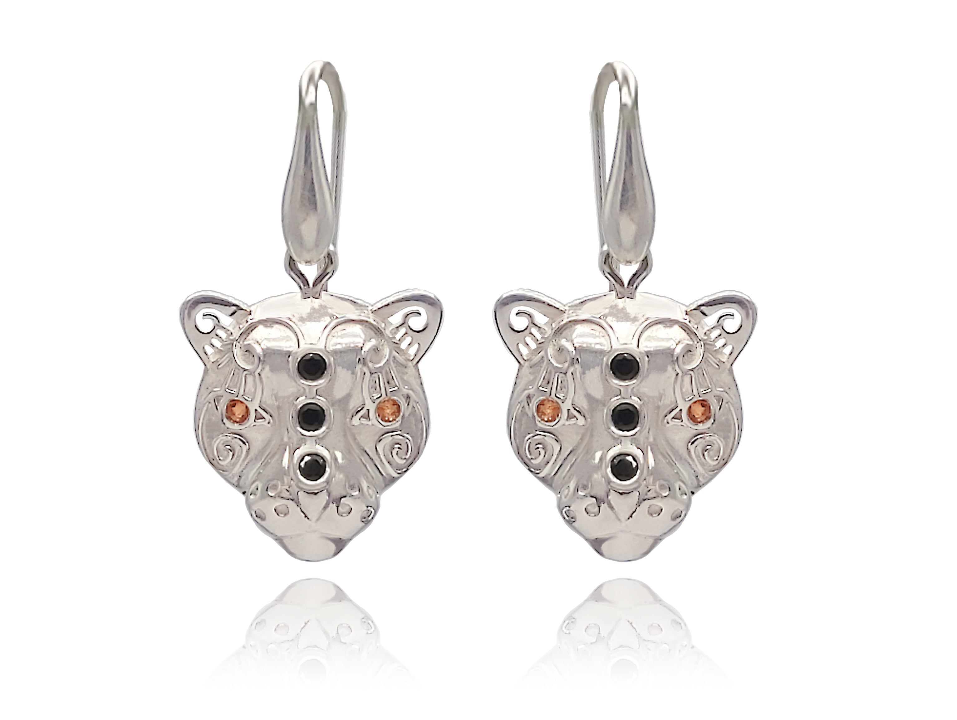 Tribal jewelry art, Jaguar bold earrings