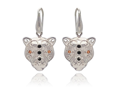 Tribal jewelry art, Jaguar bold earrings