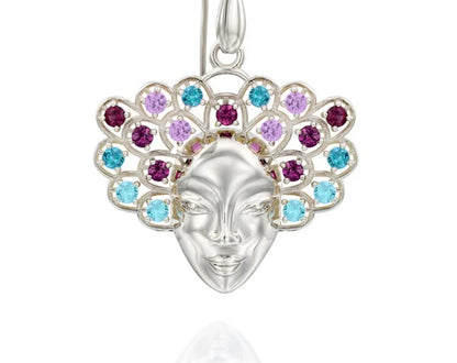 Elegant earrings, sapphire, blue topaz, rhodolite & london blue topaz