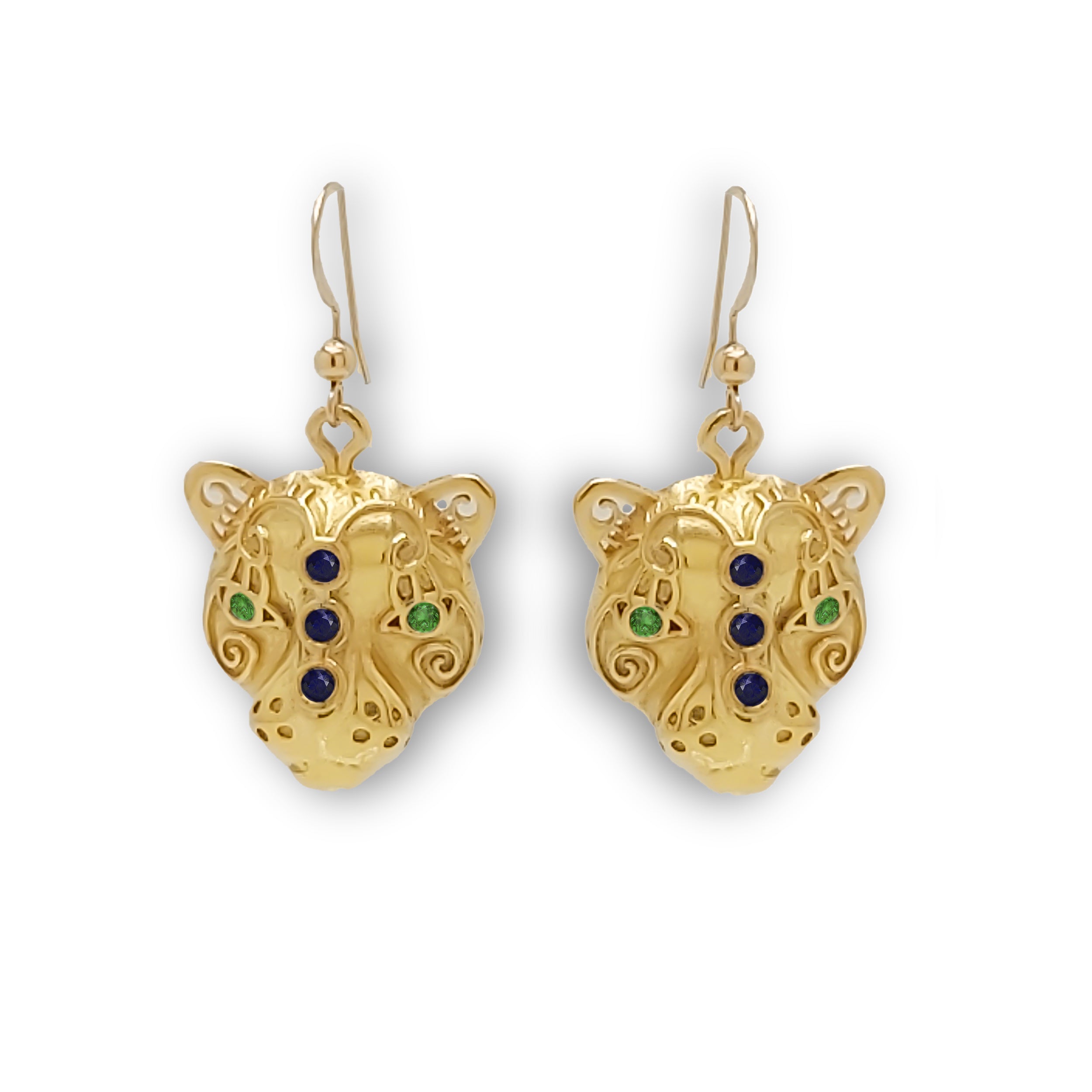 Pendientes Mis Jaguar, Zafiro Azul Oscuro, Piedras Preciosas Esmeralda, elegante regalo único.