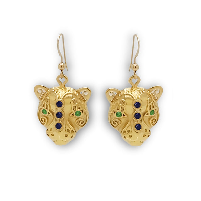 Pendientes Mis Jaguar, Zafiro Azul Oscuro, Piedras Preciosas Esmeralda, elegante regalo único.