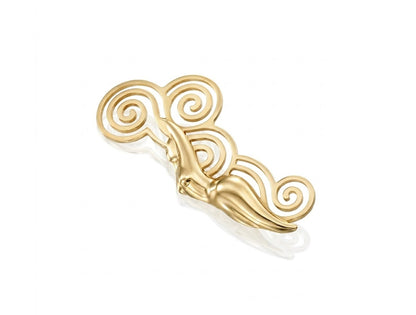 Gold Plated Sterling Silver Wave Brooch, Abstract Art Nouveau Style Jewelry