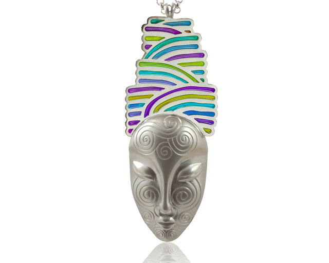 The Dreamer colored sterling silver pendant, ethnic design