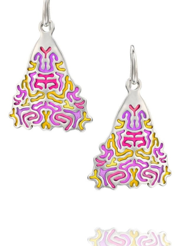 Reaction Diffusion earrings, sterling silver Colorful earrings