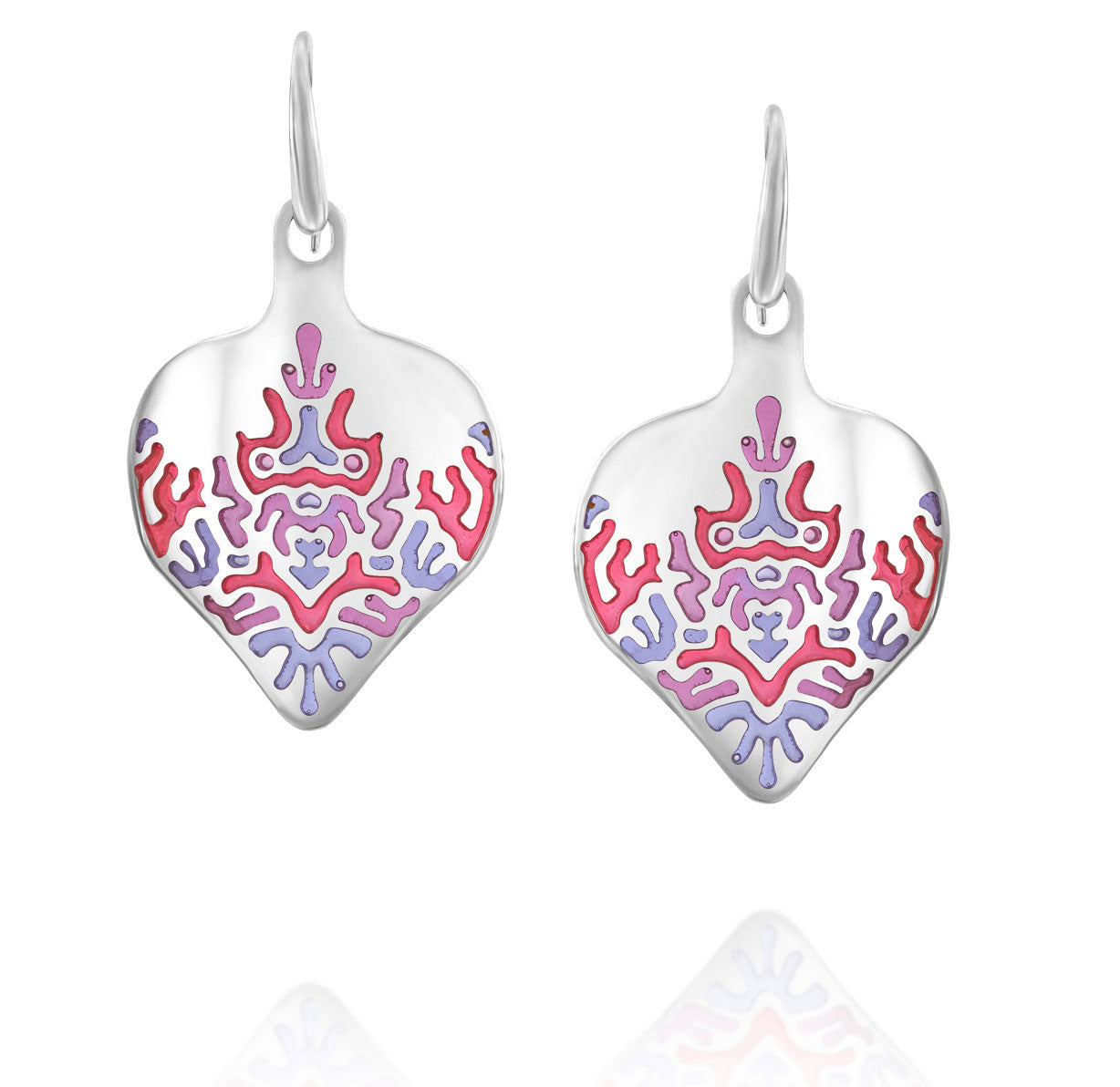 Pendientes Reaction Diffusion, coloridos pendientes de plata de ley