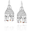 Organic bell, sterling silver earrings with rubies