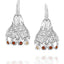 Organic bell, sterling silver earrings with rubies