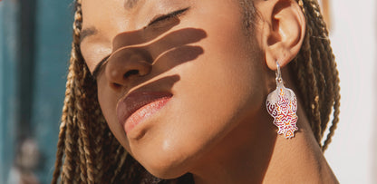 Reaction Diffusion, boucles d'oreilles colorées en argent sterling