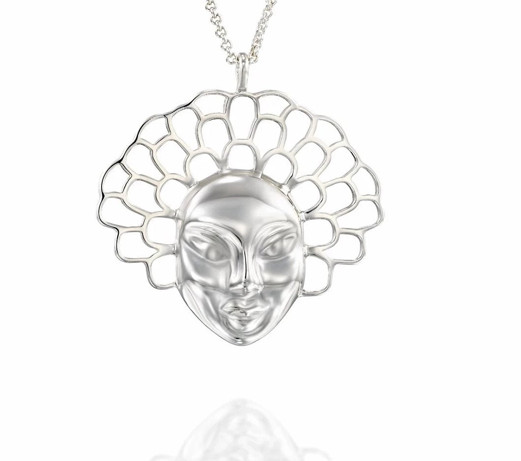Colgante flor plata mujer