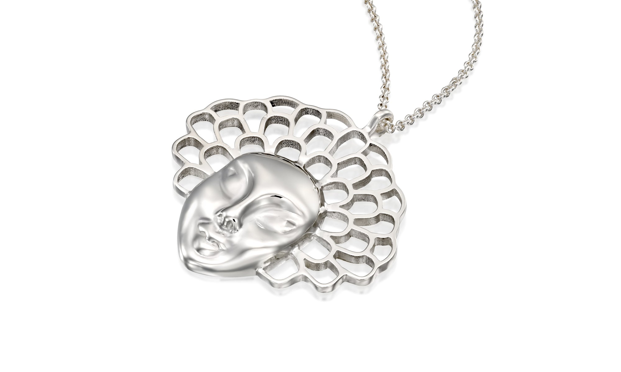 Colgante flor plata mujer
