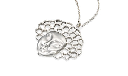 Colgante flor plata mujer