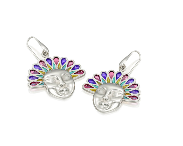 KAMAY jewelry Colorful lotus dangle sterling silver earrings
