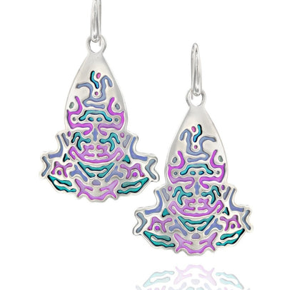 Boucles d'oreilles Reaction Diffusion, argent sterling Boucles d'oreilles colorées
