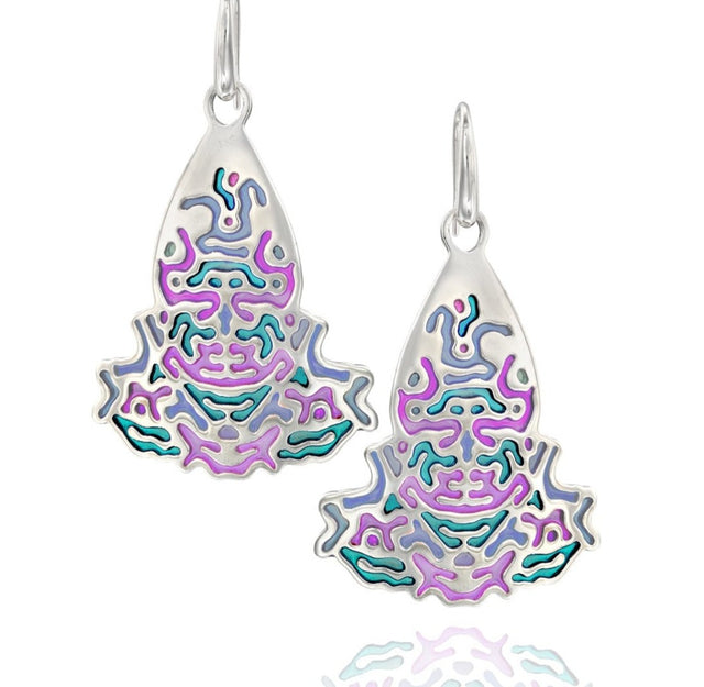Reaction Diffusion earrings, sterling silver Colorful earrings
