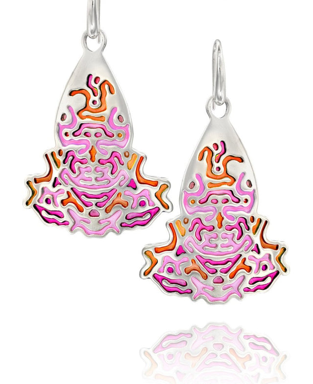 Reaction Diffusion earrings, sterling silver Colorful earrings