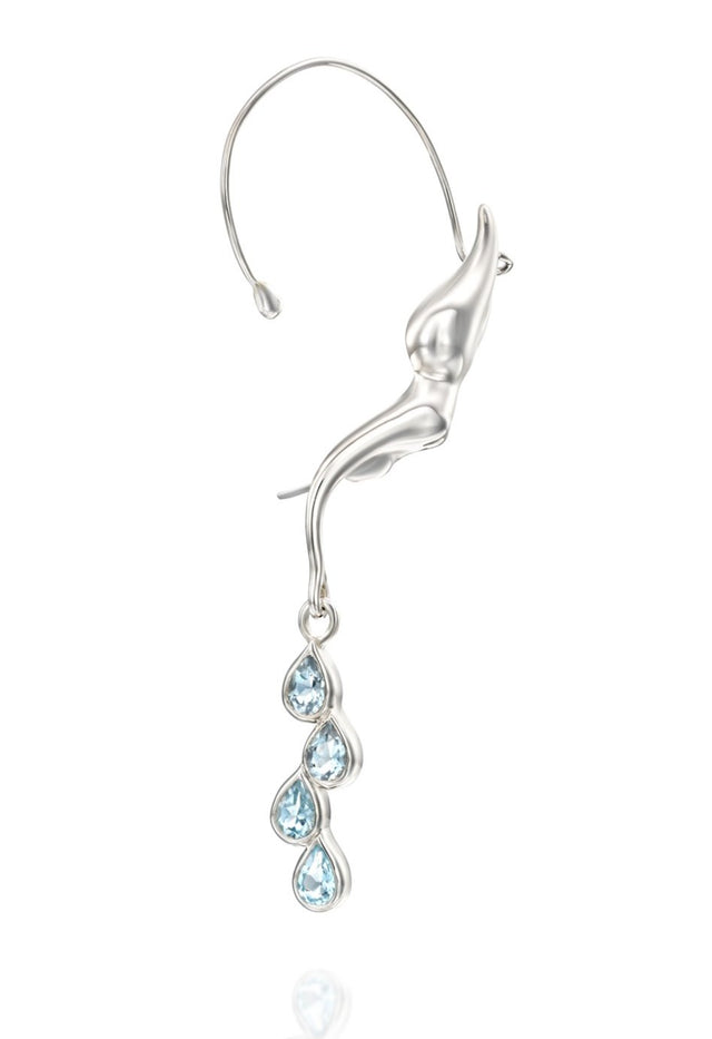 KAMAY jewelry Elegant climbing silver sterling earrings, blue Topaz Gemstone