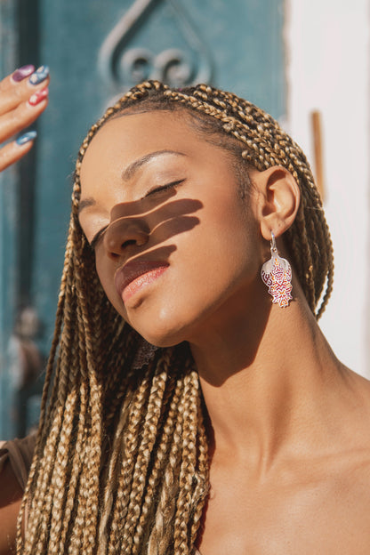 Reaction Diffusion, boucles d'oreilles colorées en argent sterling