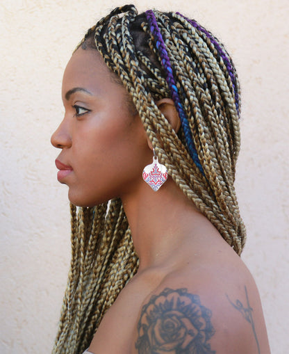 Boucles d'oreilles Reaction Diffusion, boucles d'oreilles colorées en argent sterling
