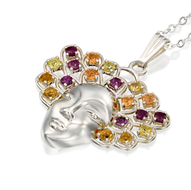 KAMAY jewelry Gemstones on my hair pendant with sapphire, garnet, rhodolite & citrine gemstone