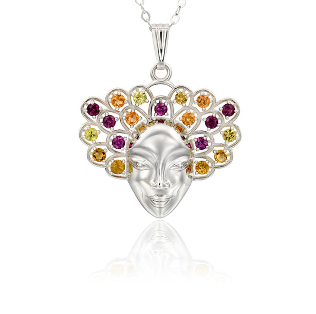 KAMAY jewelry Gemstones on my hair pendant with sapphire, garnet, rhodolite & citrine gemstone