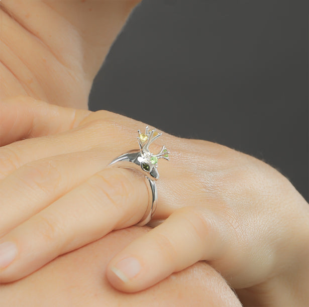 Anillo de compromiso my deer, plata de primera ley Citrino y Amethysta