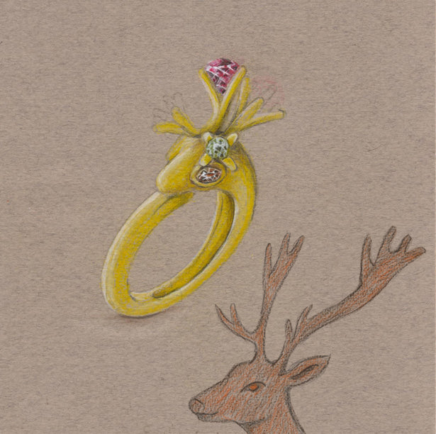 Anillo de compromiso my deer, plata de primera ley Citrino y Amethysta