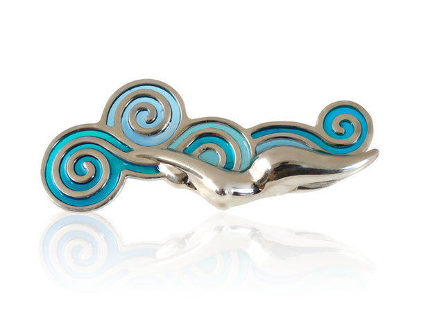 Buzo de mar azul, broche de diseño elegante y único