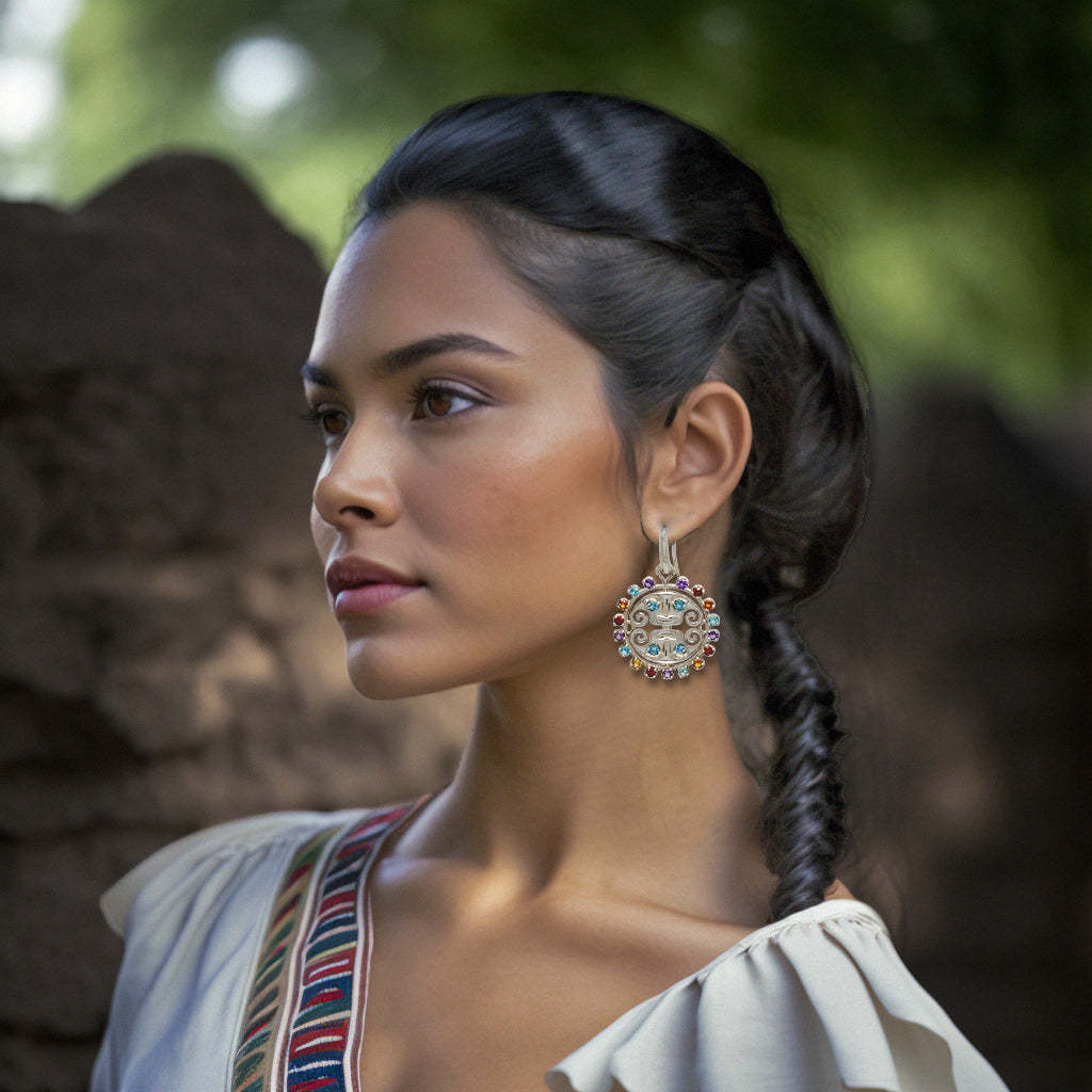 Pendientes Ahuiliztli, Amatista, aguamarina, citrinos