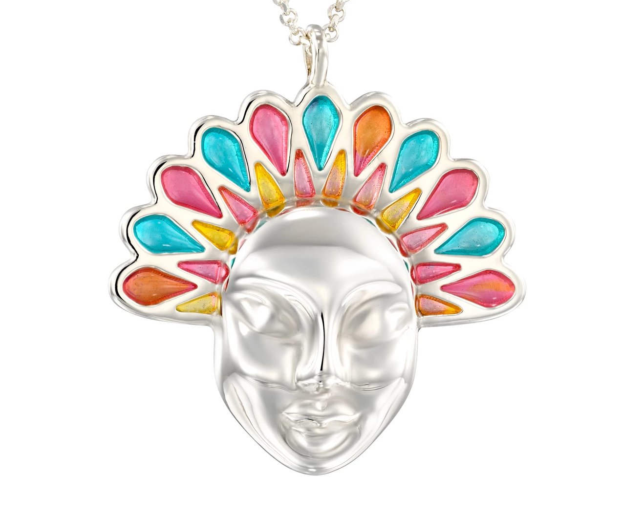 Collar mujer plata loto colorido