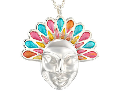 Collar mujer plata loto colorido