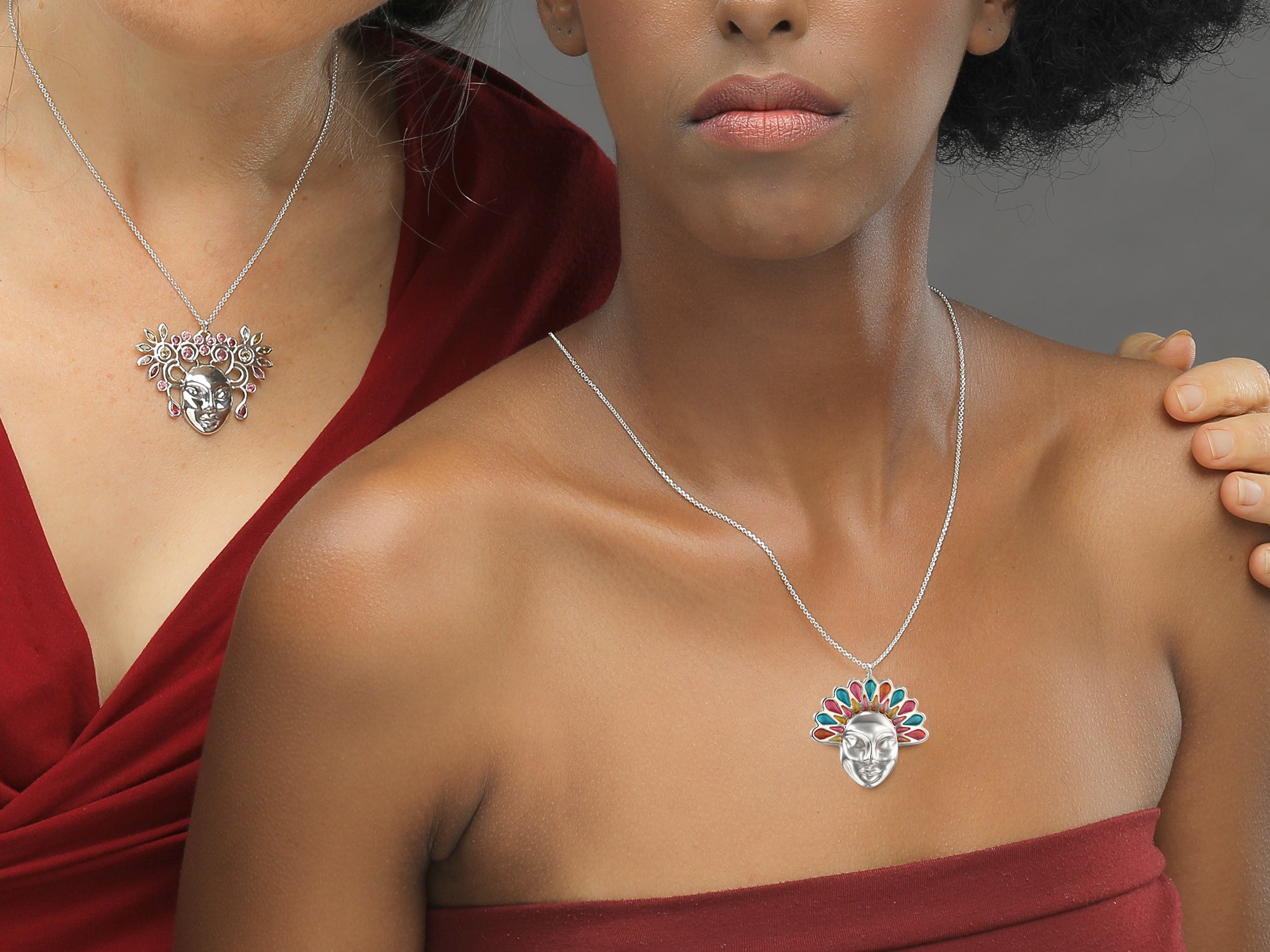 Collar mujer plata loto colorido